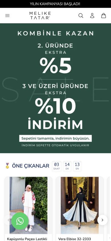 Melike Tatar mobil web sitesinin görünümü